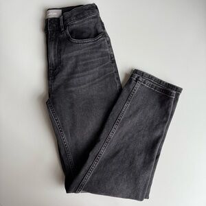 Everlane Jeans High Rise Straight Black Wash Stretch Denim Size 24 Ankle Cotton